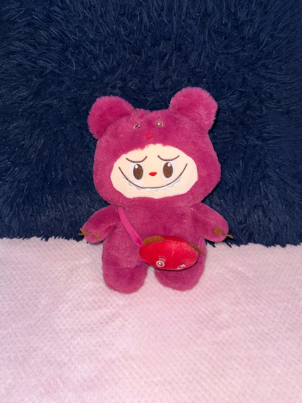 Plush Pink Bear Character Stuffed Toy with Heart Purse